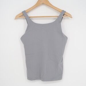 Lavento Cropped Tank Top Womens 6 Gray Stretch V Back Gym Workout Athleisure